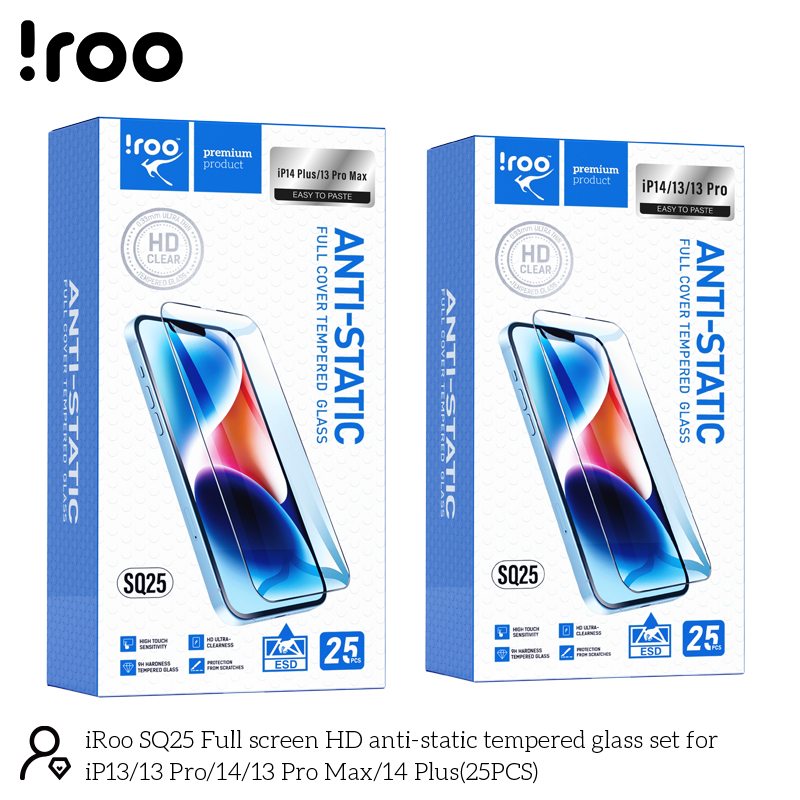 iRoo SQ25 [PACK 25] Easy Apply Glass Protector | iPhone 14/13/13 Pro