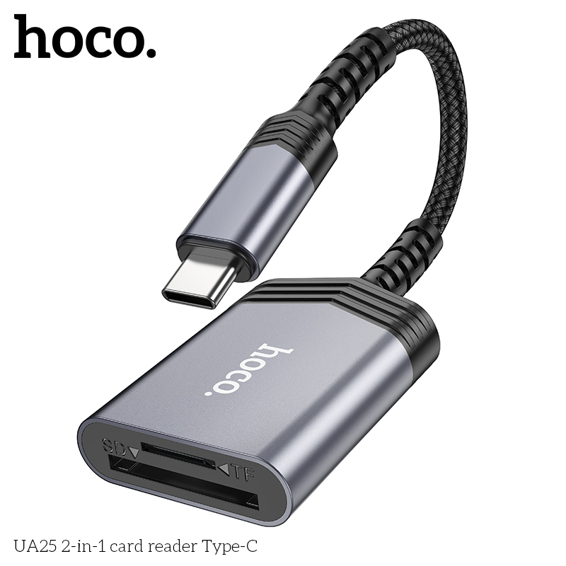 Hoco UA25 2-in-1 SD/Micro SD card reader - Type-C