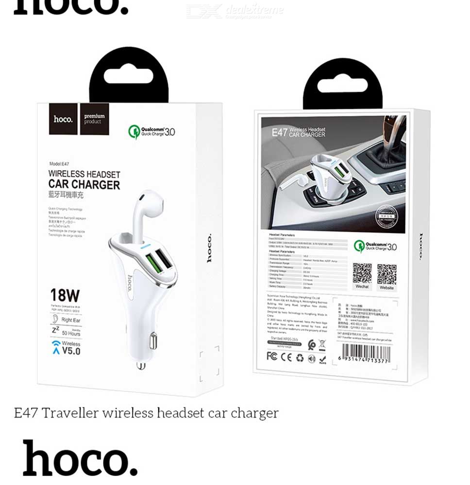 Hoco E47 | Traveller Wireless Headset + Car Charger