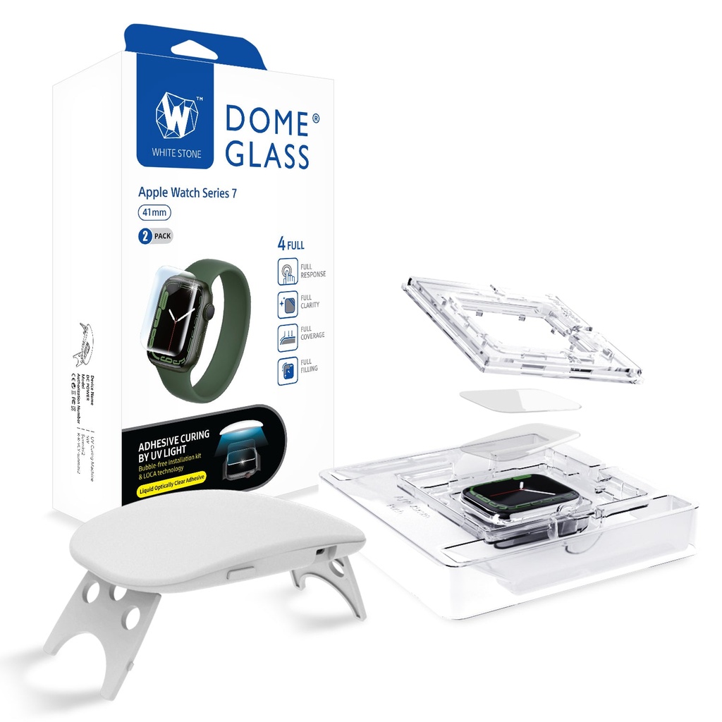 Korean Whitestone UV Full Glue Dome Glass - Apple Watch series 7 (41mm) - 2PACK