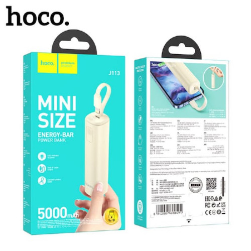 Hoco J113 Energy-bar | 5000mAh power bank with cable - Lightning White ...