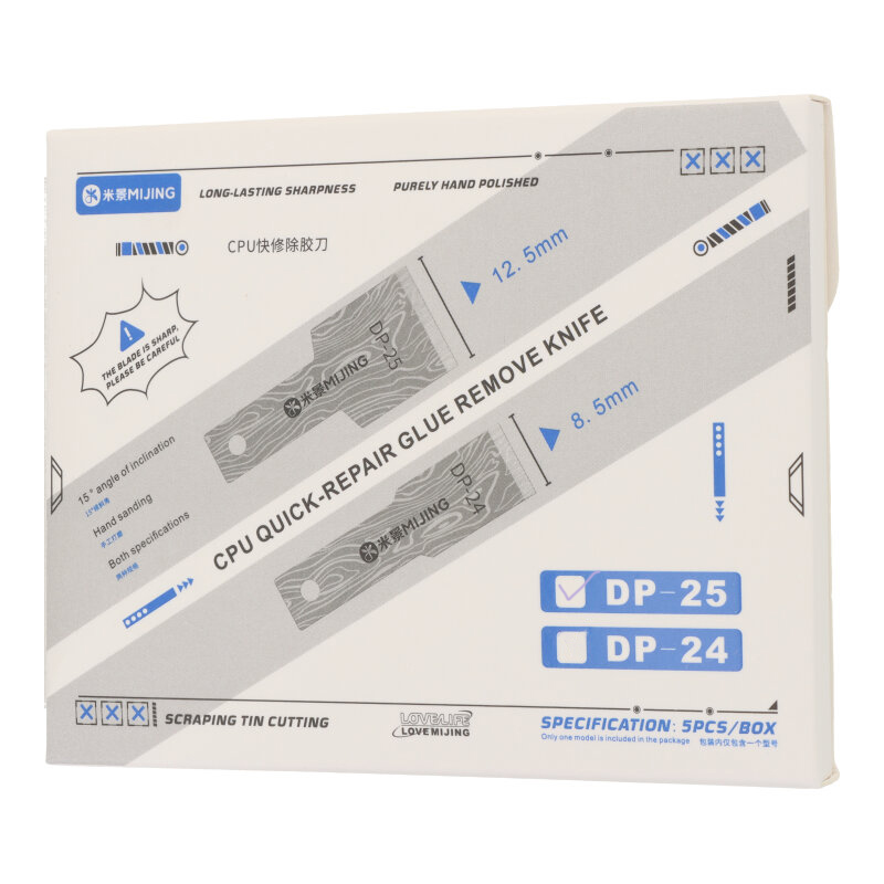 MiJing DP25 12.5mm Carbon Steel CPU Quick Repair Adhesive Removal Blades 5Pcs