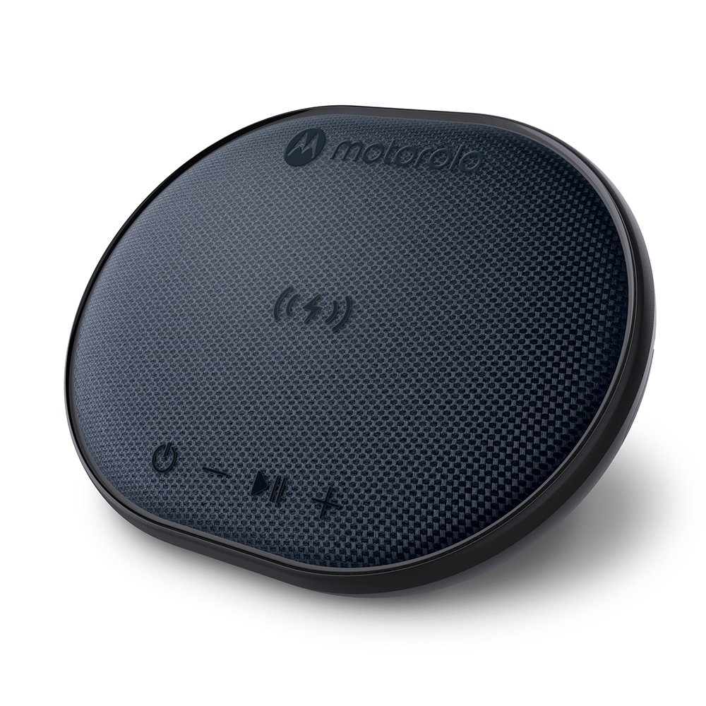 Motorola ROKR500 | Bluetooth 10W Portable Speakerphone/Wireless Charging Pad/IPX6 Water Resistant (15hr)  - Black