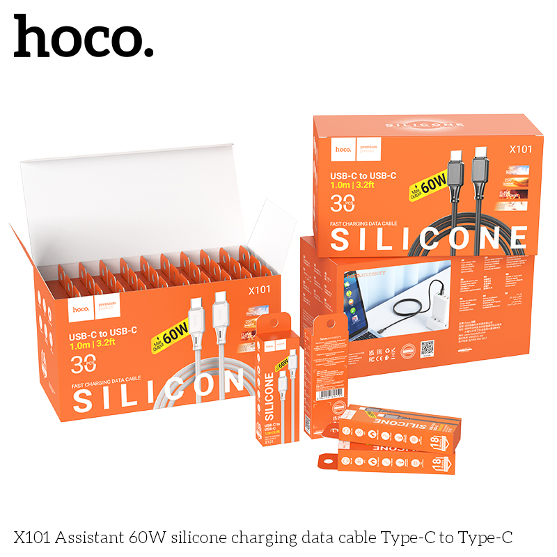 Hoco X101 Assistant Silicone | Type-C Cable - Tpe-C - 1M
