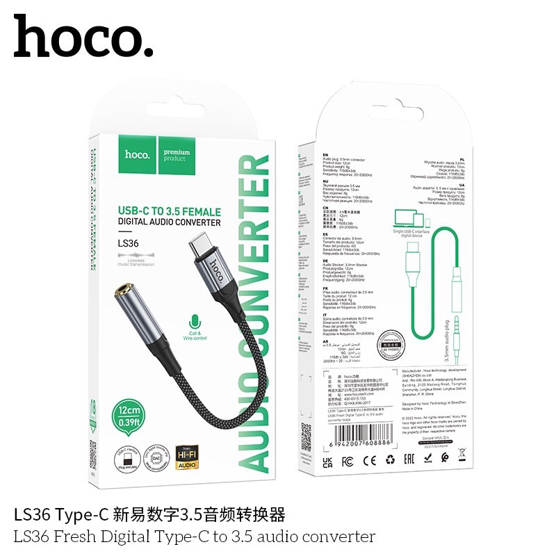 Hoco LS36 Fresh Digital audio converter | Type-C to 3.5mm