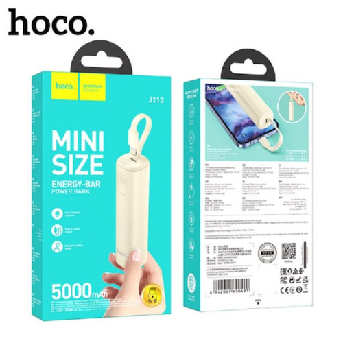 Hoco J113 Energy-bar | 5000mAh power bank with cable - Lightning White