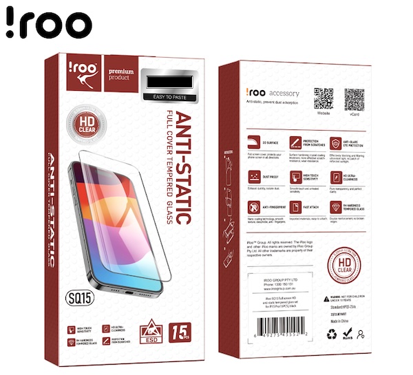 iRoo SQ15 [PACK 15] Full Screen Easy Apply Glass Protector | iPhone 15 Pro Max