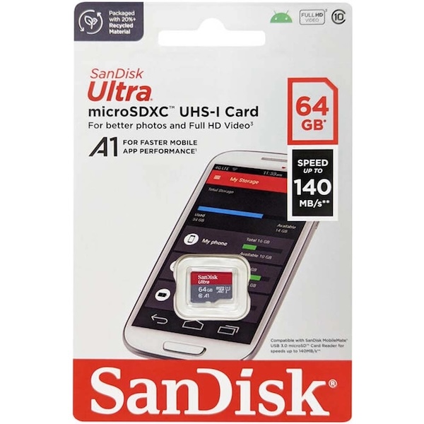 Sandisk Ultra A1 microSDXC | 64GB 140 MB/s