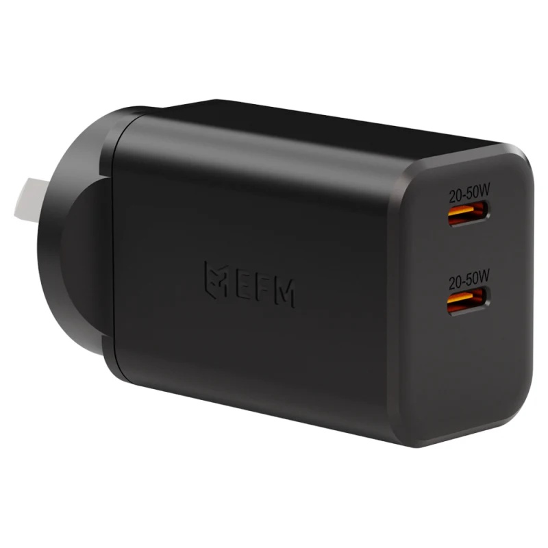 EFM GaN ECO 50W Dual Port Wall Charger - Black