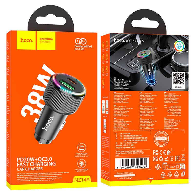 Hoco NZ14A Guerrero PD20W+QC3.0 car charger