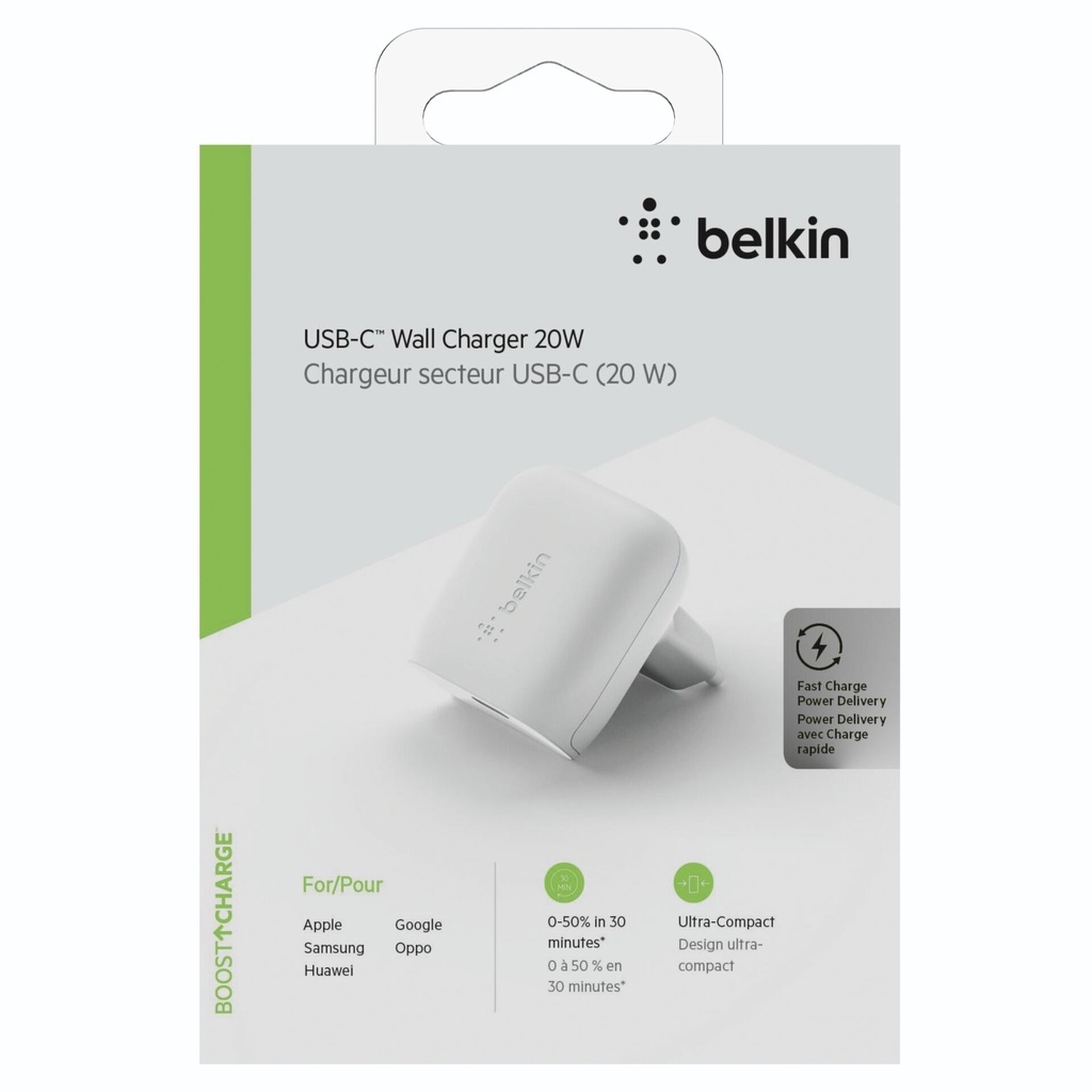 Belkin USB-C Slot Wall Charger 20W PD Fast Charge