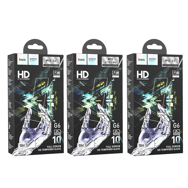 Hoco G6 [Box of 10pcs] | HD Tempered Glass - iPhone 12 Pro Max (6.7)