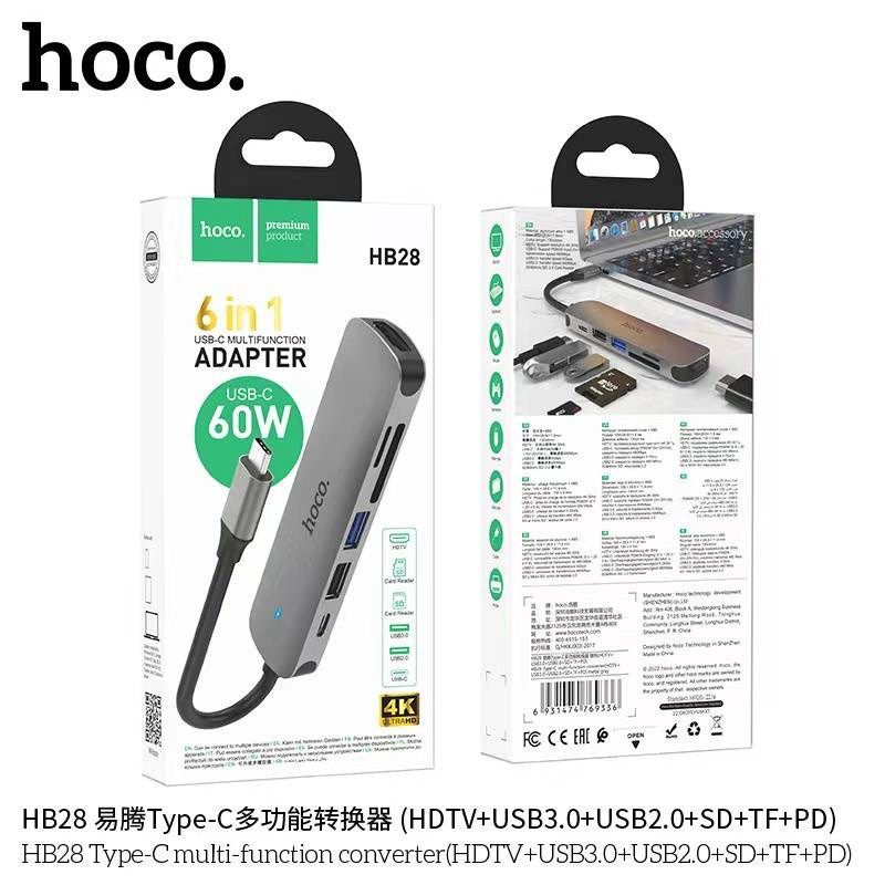 Hoco HB28 | Type-C multi-function converter(HDTV+USB3.0+USB2.0+SD+TF+PD)