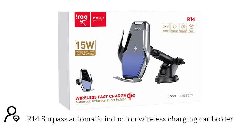 iRoo R14 Plus | Auto induction, 15W Wireless Charger Holder