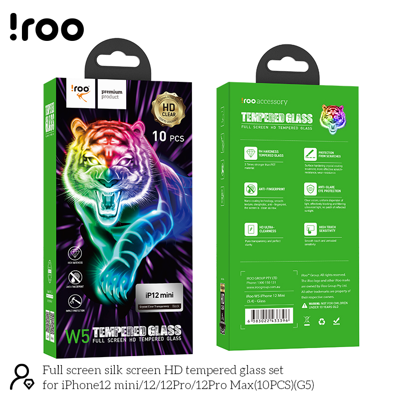 iRoo Tiger W5 Full 3D Glass Protector [Pack of 10pcs $1/unit] | iPhone 12/12 Pro (6.1)