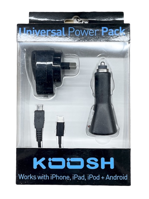 Koosh Universal Powerpack | AC, Car Charger/ Micro, Lightning Cables - AU Approved